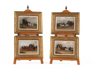 William Joseph Shayer - A group of 4 coaching scenes