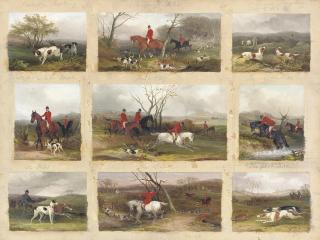 William Joseph Shayer - Partridge Shooting; Drawing Cover; Grouse Shooting; Hounds going to the Meet; Full Cry; In Difficulties; In Clips; The Death; and The First Turn