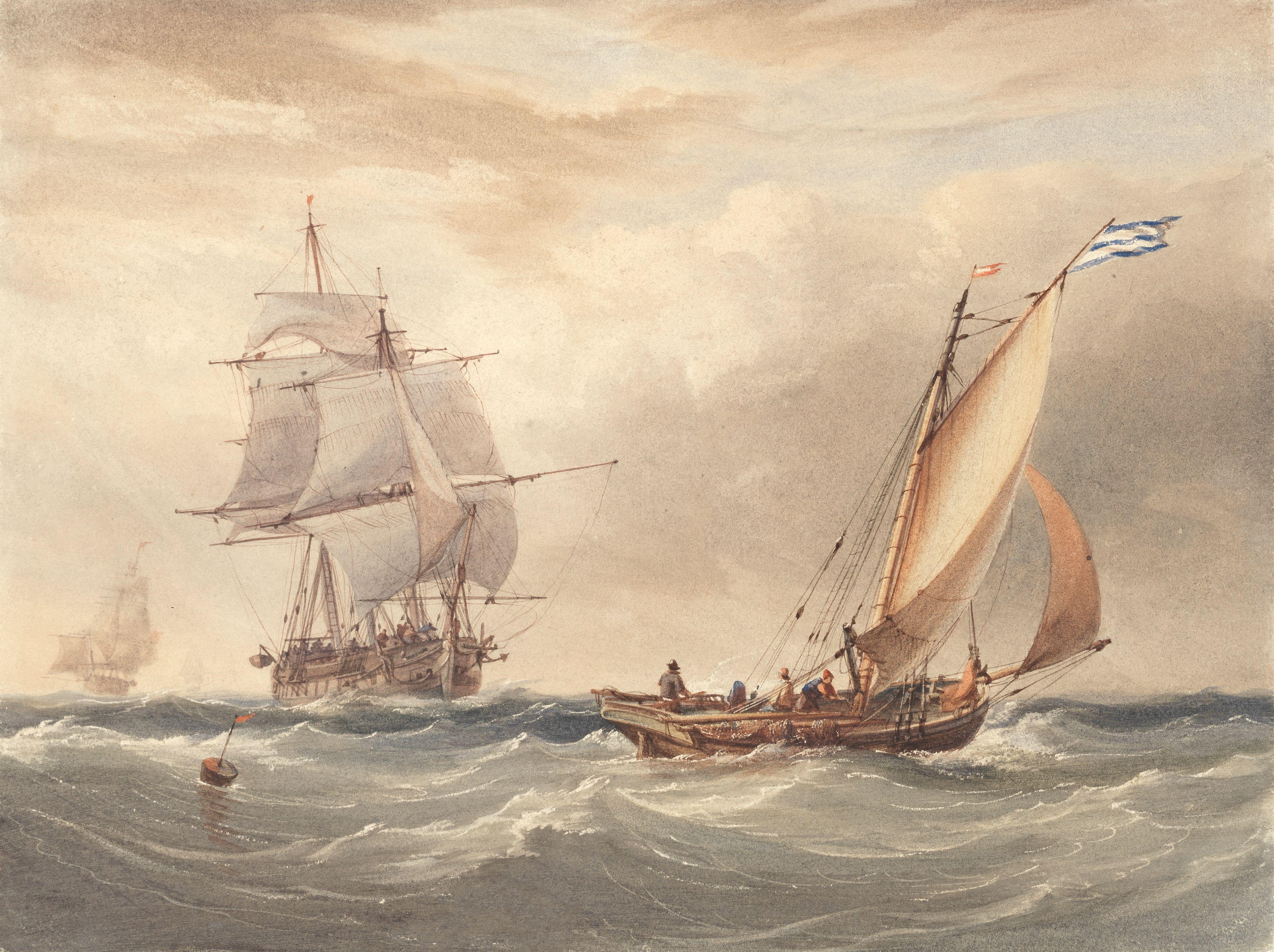 William Joy - A fishing craft and merchantmen at sea