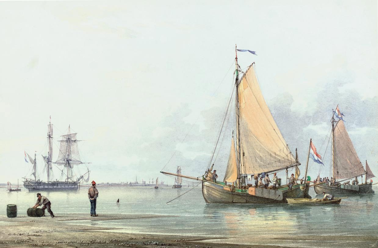 William Joy - Dutch barges lying off Great Yarmouth