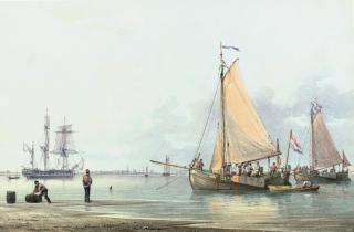 William Joy - Dutch barges lying off Great Yarmouth