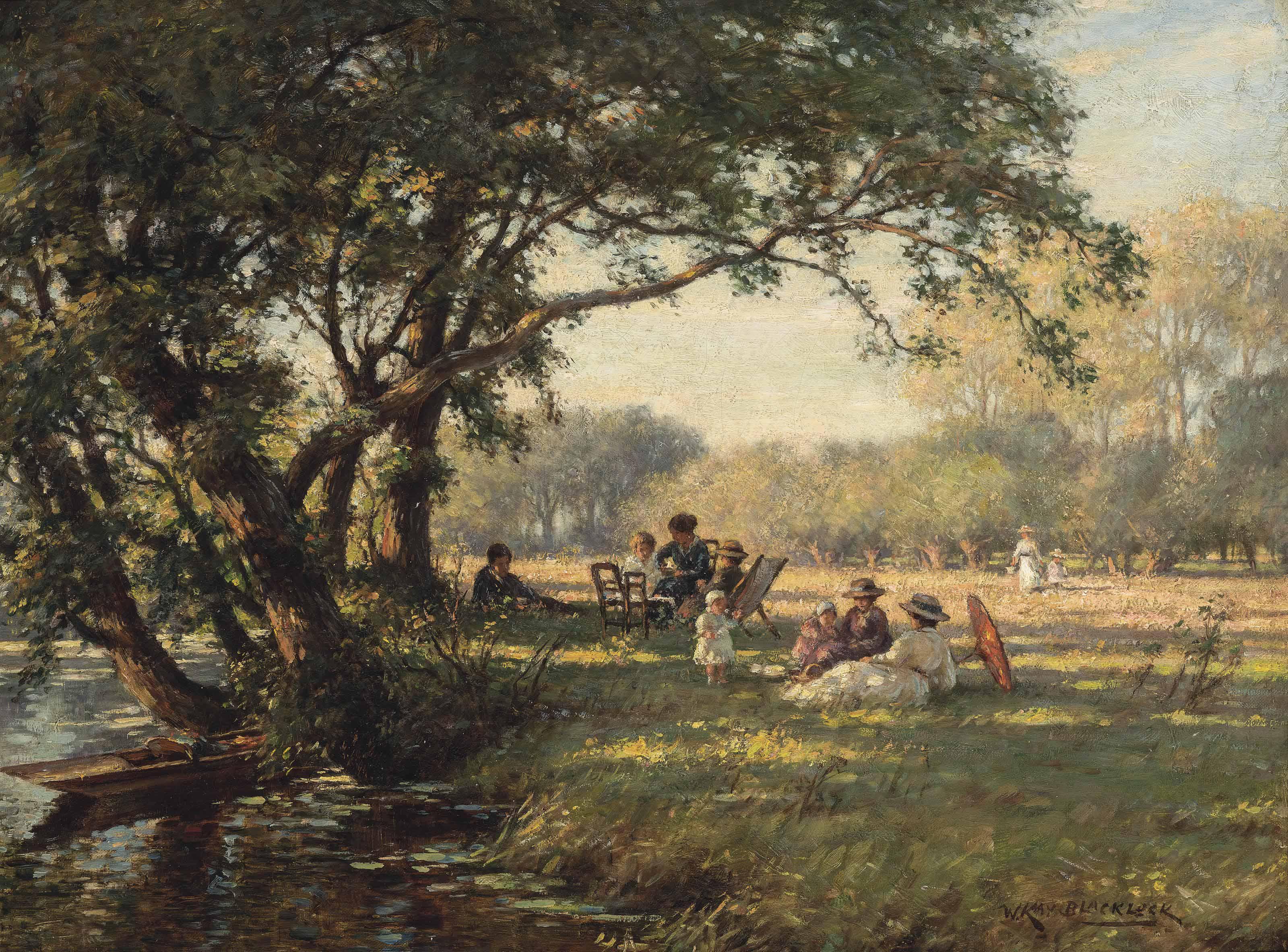 William Kay Blacklock - A picnic by the river Ouse