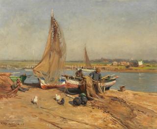 William Kay Blacklock - Mending the nets