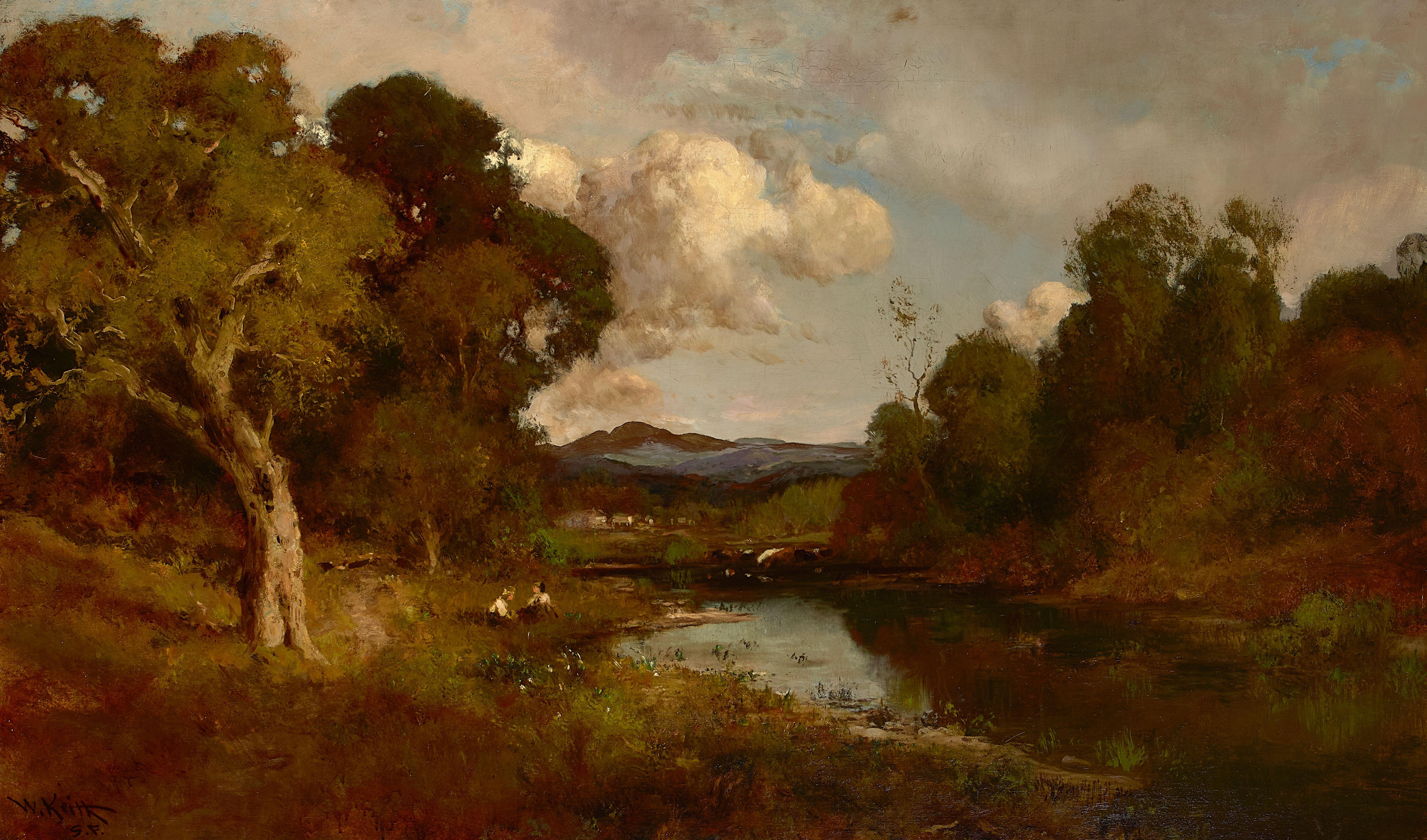 William Keith - Afternoon Outing 36 x 60 in. framed 54 x 77 in.