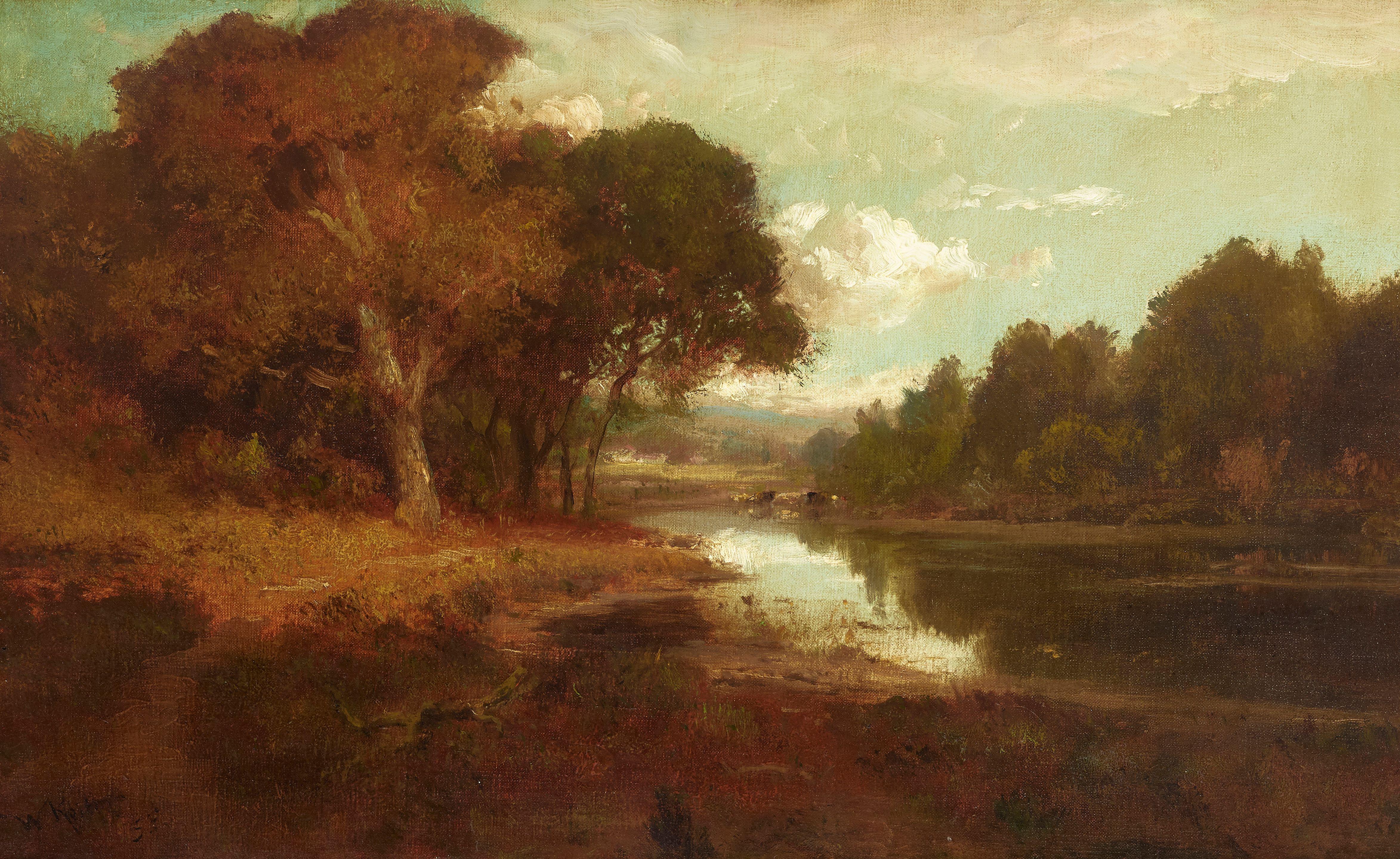William Keith - Cattle Watering at a Stream