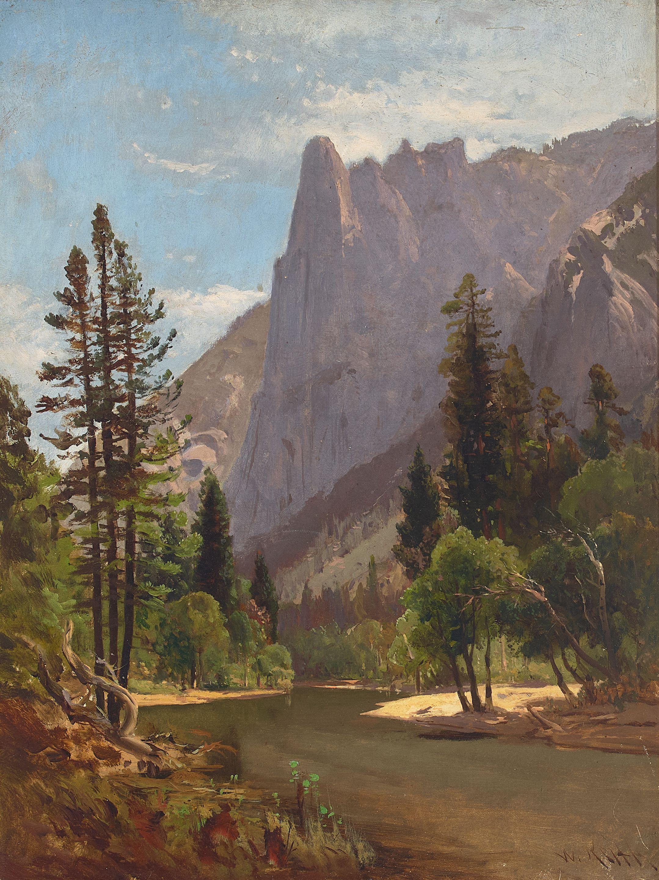 William Keith - Sentinel Rock from the Merced River (Yosemite) 24 x 18 in. framed 34 x 28 1/2 in.