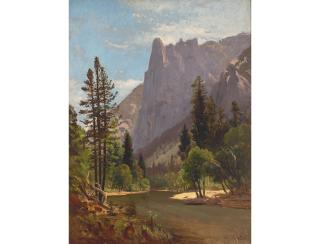 William Keith - Sentinel Rock from the Merced River (Yosemite) 24 x 18 in. framed 34 x 28 1/2 in.