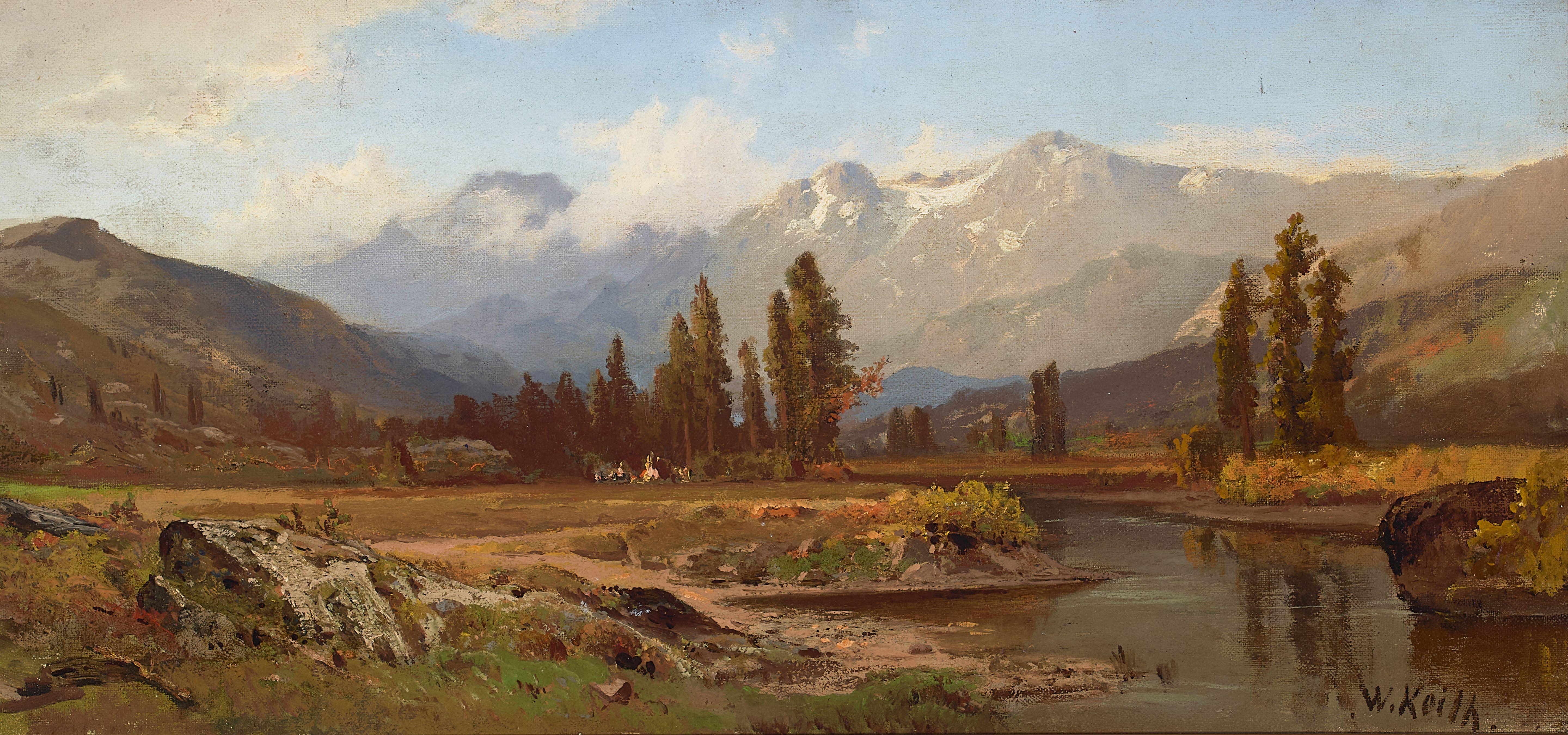 William Keith - Valley in the Sierras 11 x 23 in. framed 18 3/4 x 31 in.