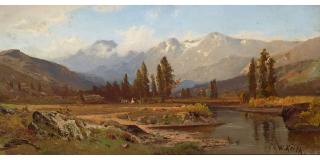 William Keith - Valley in the Sierras 11 x 23 in. framed 18 3/4 x 31 in.