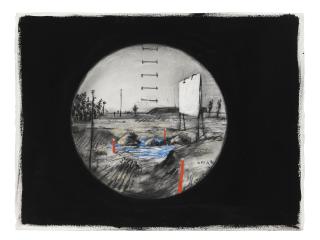 William Kentridge - Drive-in (drawing for \'Felix in Exile\')