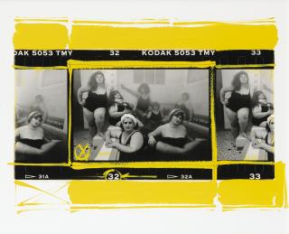 William Klein - \'Fat Ladies Club, Paris\', 1990Silver Print, Enlarged Contact Strip, Outlined With Yellow Gloss Paint Flush-Mounted To Card. Signed, Titled And Dated In Pencil On The Reverse Of The Card. Framed.