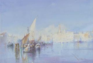 William Knox - Bustling activity on the Lagoon, Venice