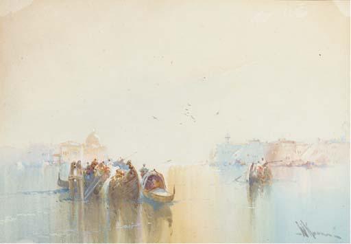 William Knox - Crowded gondolas on the Lagoon, Venice