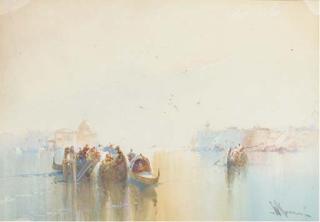 William Knox - Crowded gondolas on the Lagoon, Venice