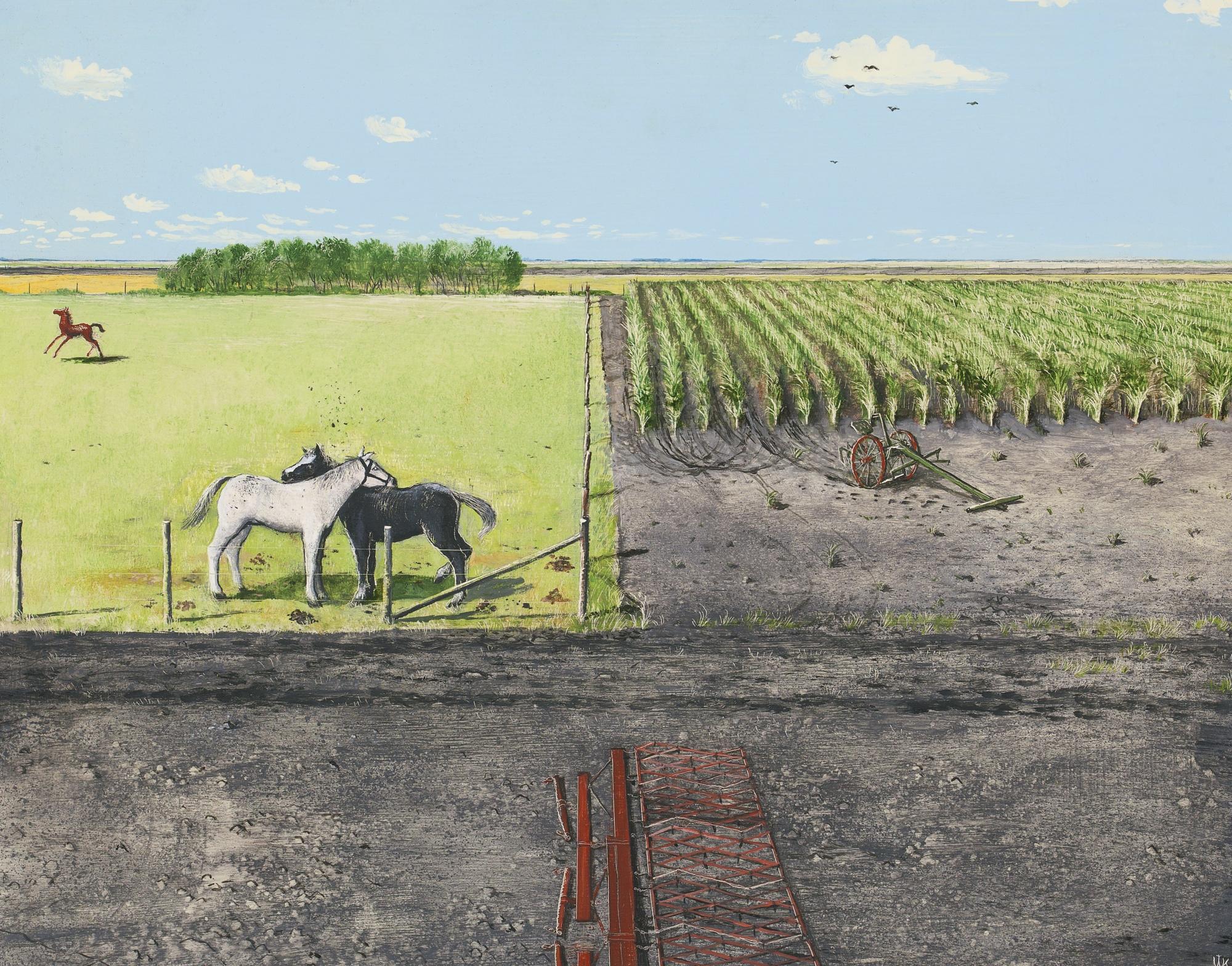William Kurelek - Horses Resting On Sunday