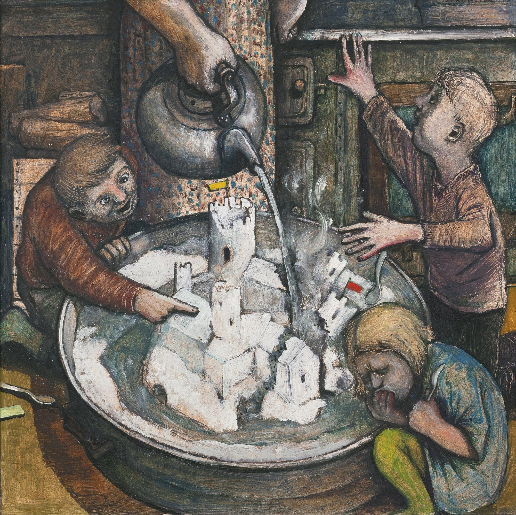 William Kurelek - Spoiling The Snow Carving