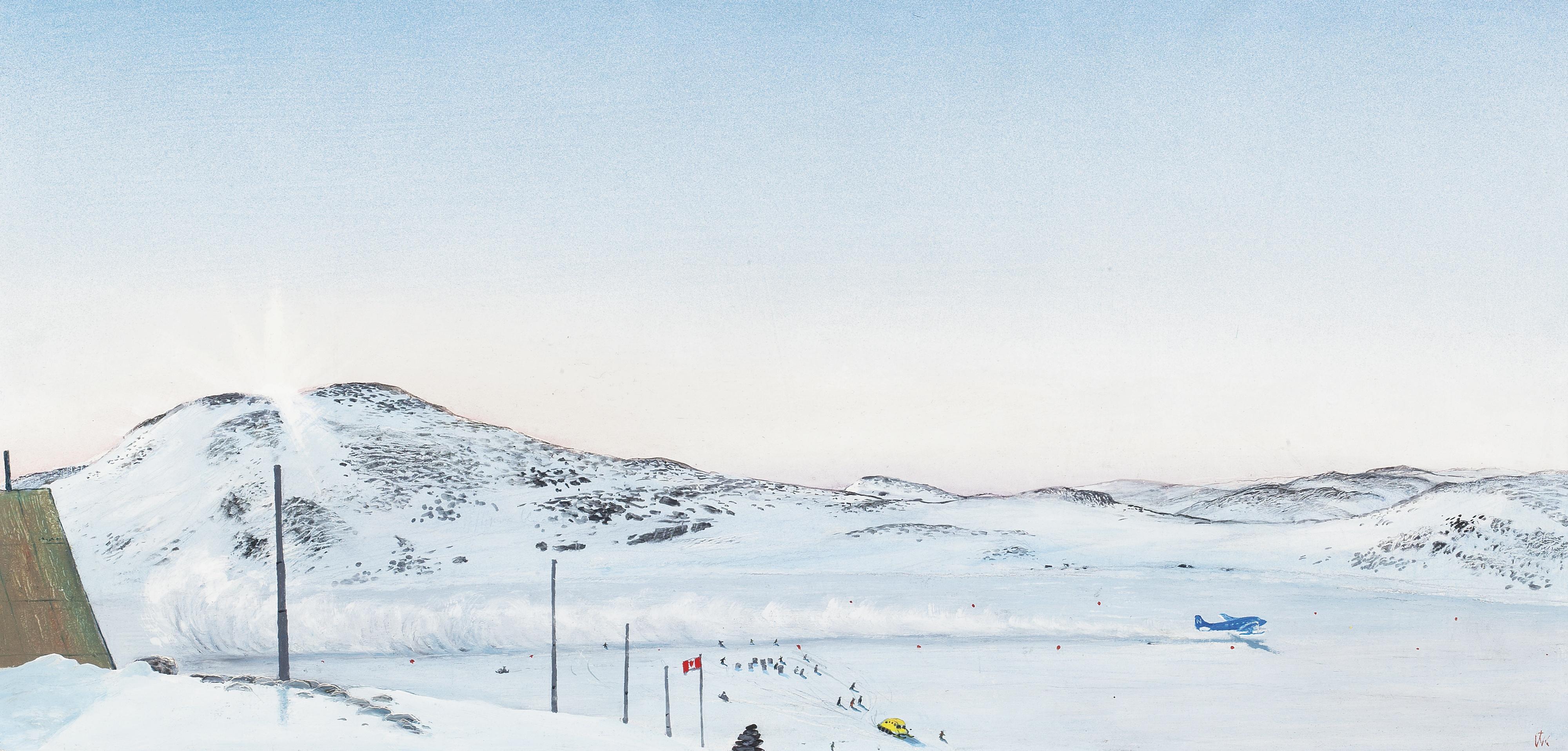 William Kurelek - Sunset On Cape Dorset Airstrip