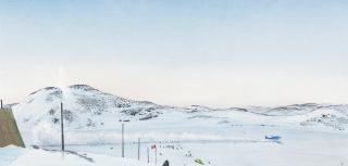William Kurelek - Sunset On Cape Dorset Airstrip