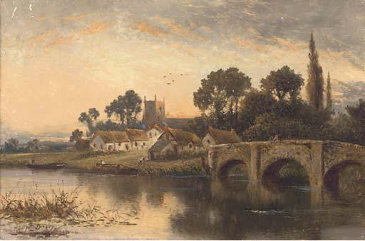 William Langley - Figures on a bridge