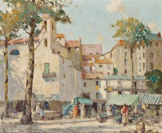 William Lee Hankey, R.W.S., R.I., R.O.I. - Market Day, San Remo, Italy