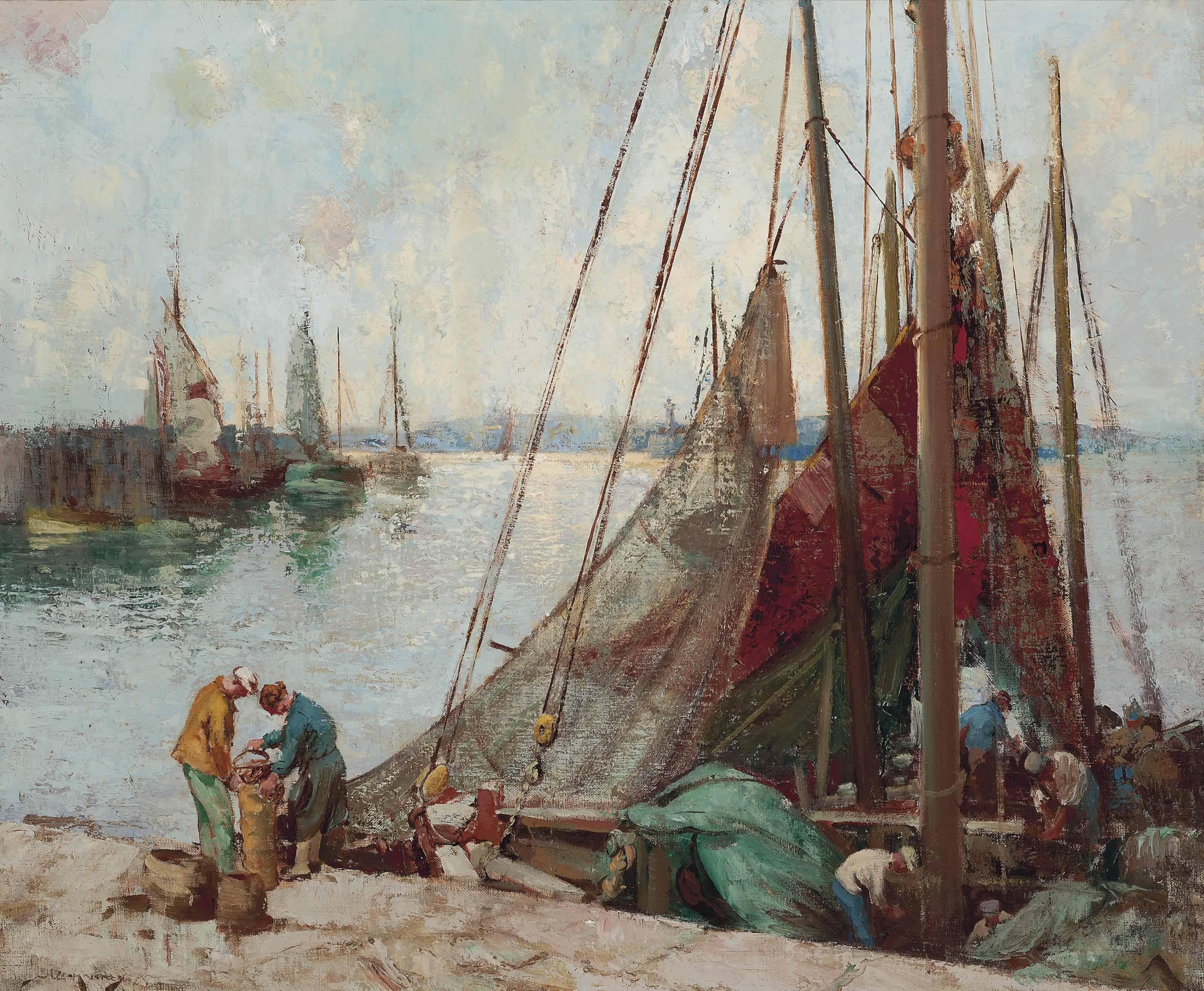 William Lee Hankey, R.W.S., R.I., R.O.I. - Unloading The Catch