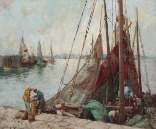 William Lee Hankey, R.W.S., R.I., R.O.I. - Unloading The Catch
