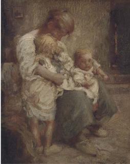 William Lee-Hankey, R.W.S. - Mother With Two Children