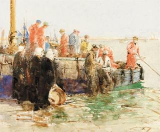 William Lee-Hankey, R.W.S. - Unloading The Catch, Brittany
