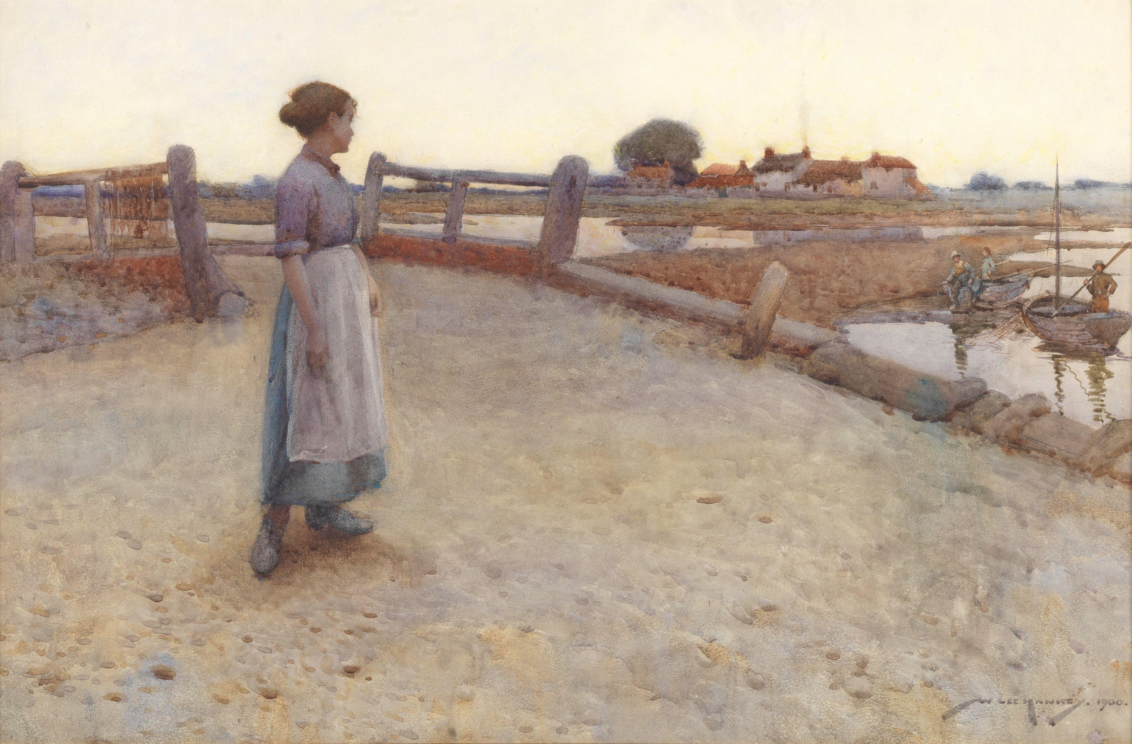 William Lee Hankey RWS, RI, ROI, RE - The Fisherman\'s daughter