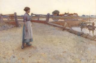 William Lee Hankey RWS, RI, ROI, RE - The Fisherman\'s daughter