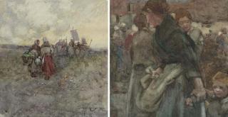 William Lee-Hankey - Collecting the day\'s catch; and At the fish market