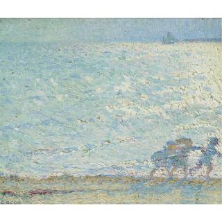 William Leech, R.H.A. - Children On The Beach With Breakers