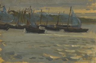 William Leech, R.H.A. - The Blue Nets, Concarneau