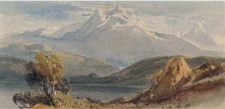 William Leighton Leitch, R.I. - A Lake Before Snow-Capped Mountains