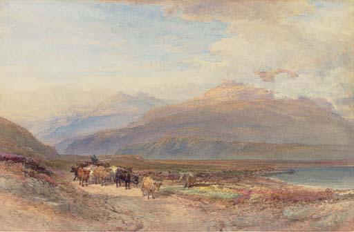 William Leighton Leitch, R.I. - Droving cattle in the Scottish highlands