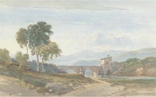 William Leighton Leitch, R.I. - Evening light, the Italian campagna