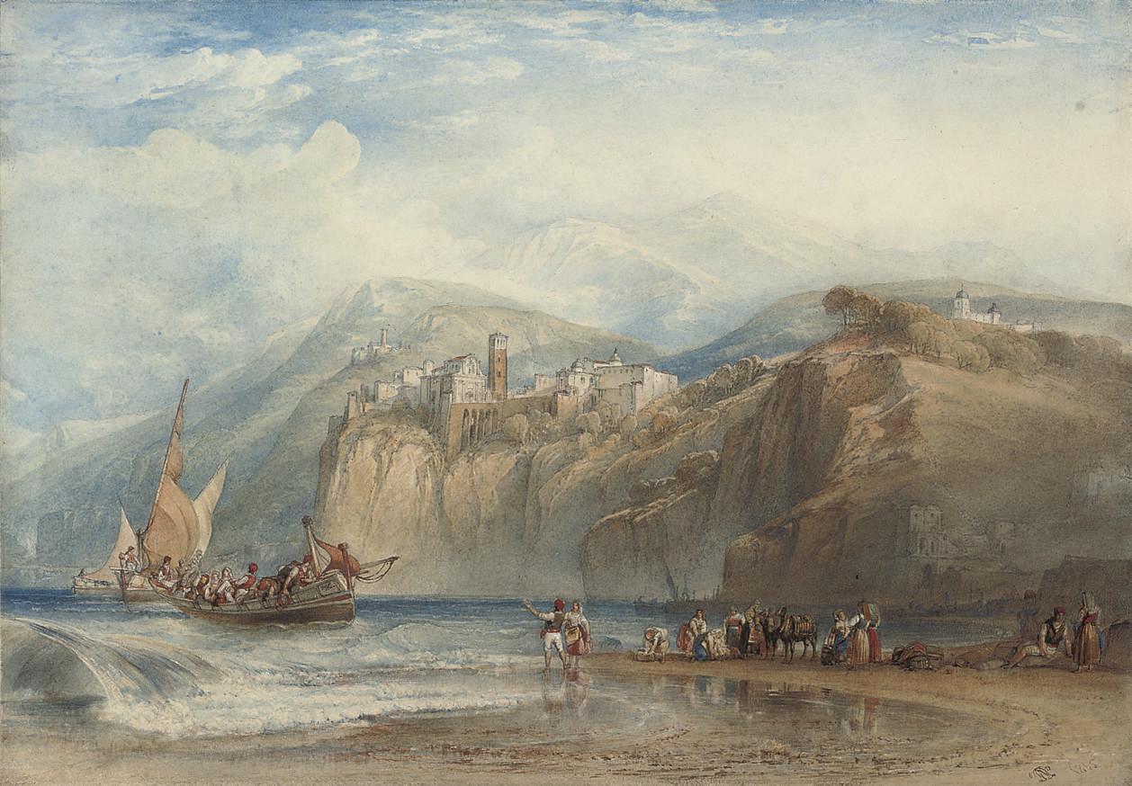 William Leighton Leitch, R.I. - Waiting For The Catch Below The Monastery At Vico, On The Neapolitan Coast
