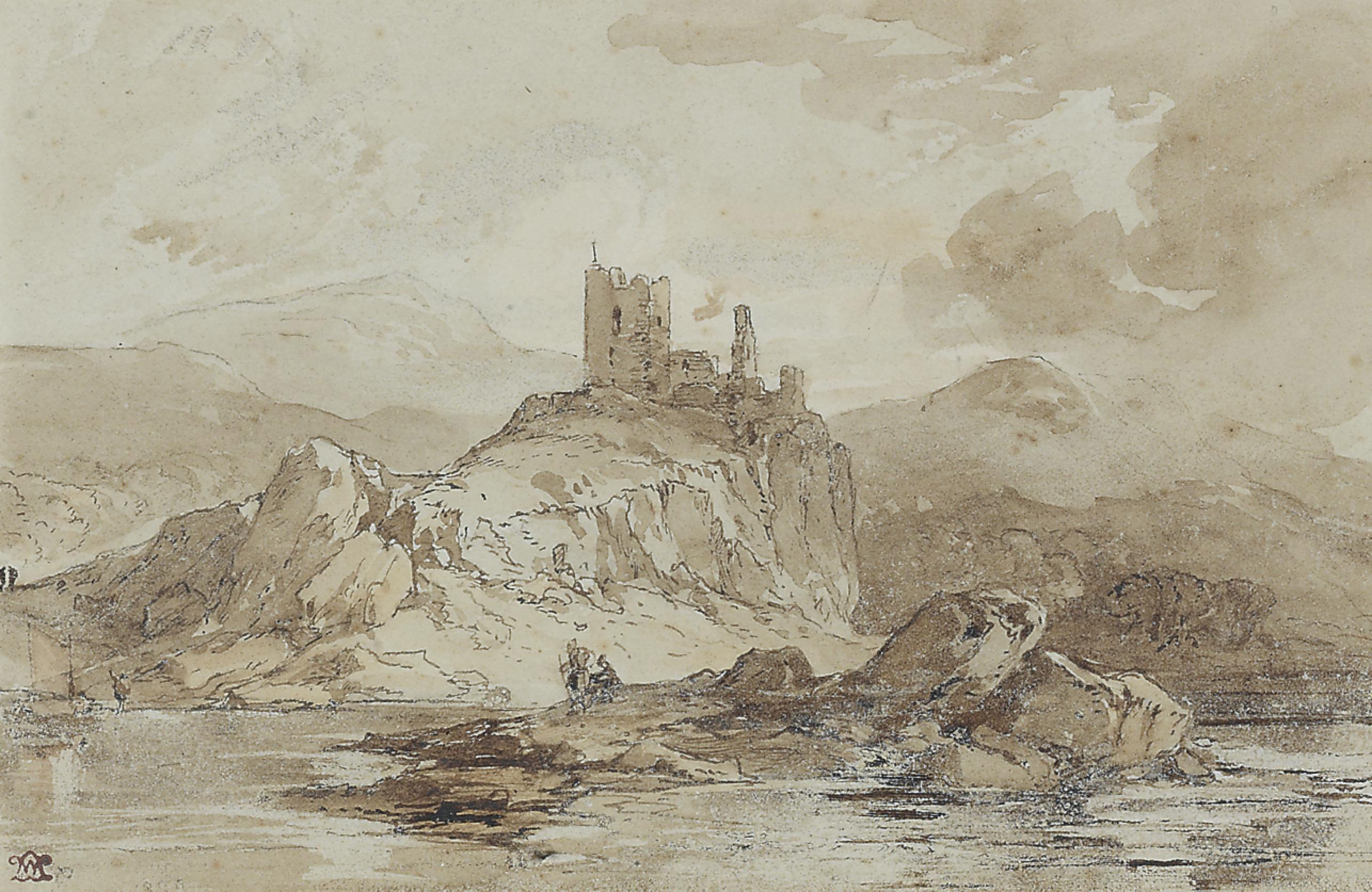 William Leighton Leitch - A Castle Ruin On A Rocky Coastline