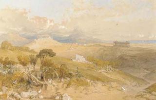 William Leighton Leitch - The Temples of Juno Lucina and Concord, Girgenti, Sicily