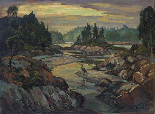 William Lester Stevens - The Heron at Evening