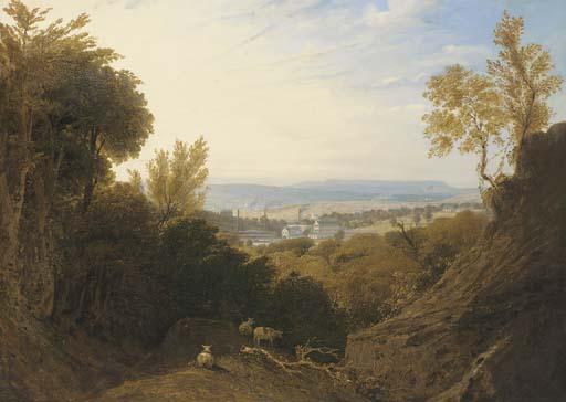 William Linton - View of Broad Oak Printworks, near Accrington, Lancashire, with Broad Oak House beyond