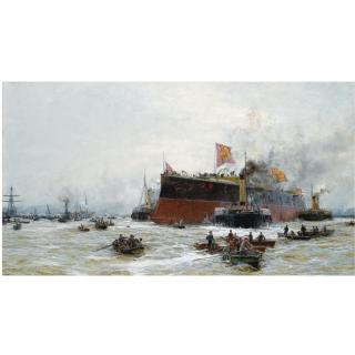 William Lionel Wyllie R.A. - Birth Of A Titan - Hms Blake, 1890