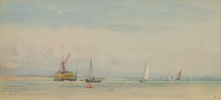 William Lionel Wyllie, R.A. - Hay Barges, Folly Bay