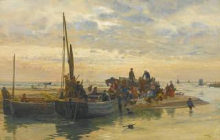 William Lionel Wyllie, R.A. - Landing Fish, Ambleteuse