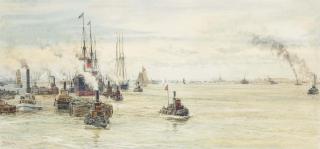 William Lionel Wyllie, R.A. - New York harbour