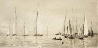 William Lionel Wyllie, R.A. - Yachts racing at Cowes in a calm