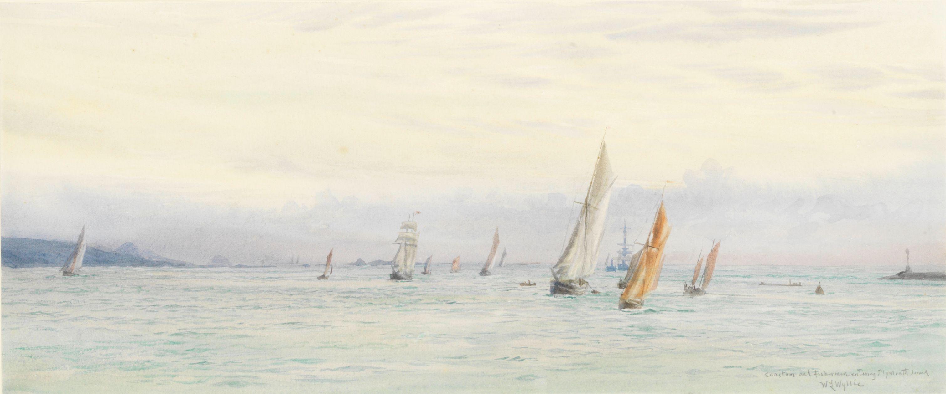 William Lionel Wyllie, RA - \'Coasters and Fisherman entering Plymouth Sound\'