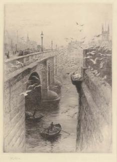 William Lionel Wyllie RA - London Bridge and Southwark Cathedral