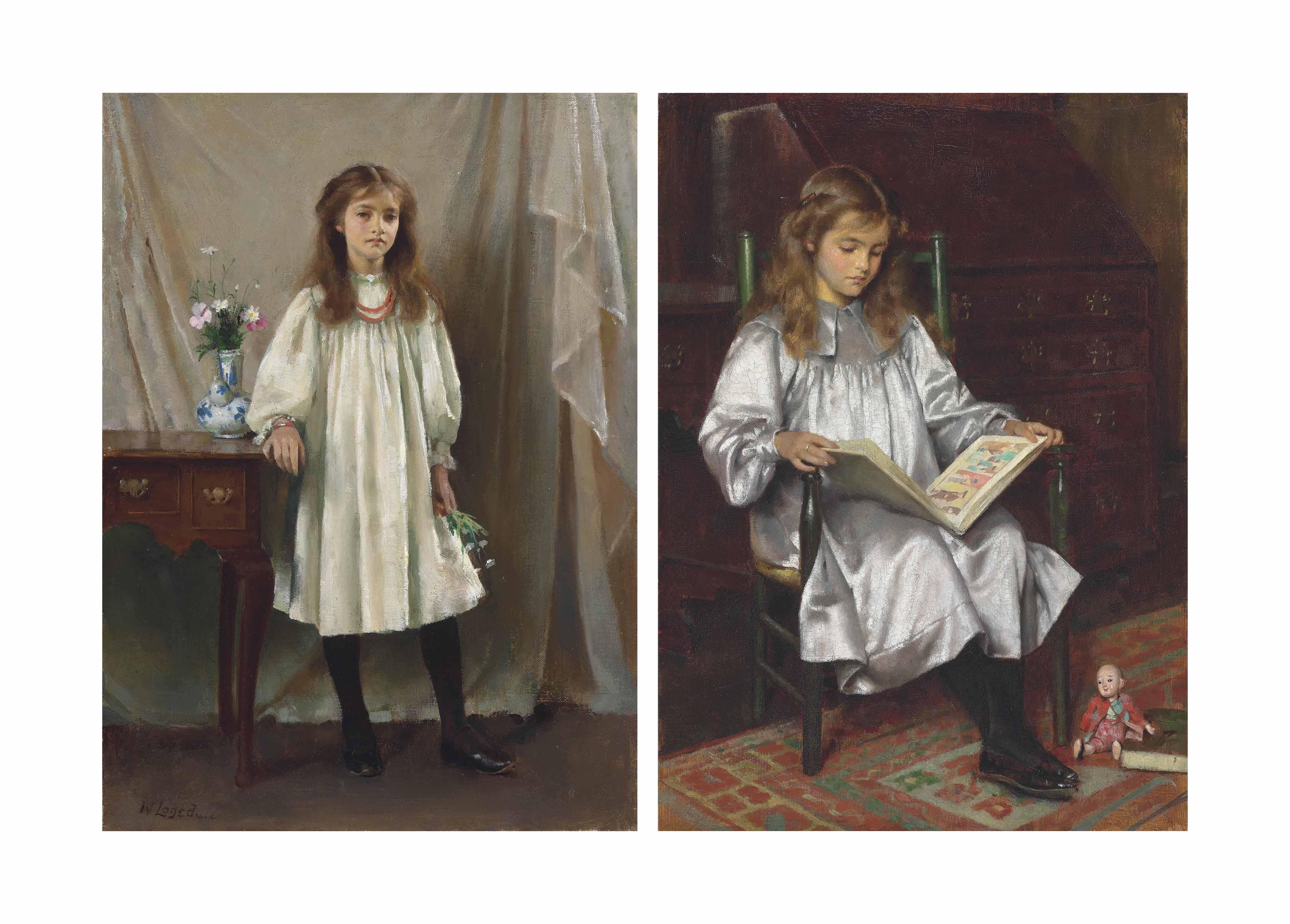William Logsdail - Two Portraits Of The Artist\'S Daughter, Mary