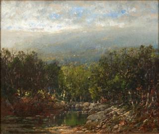 William Louis Sonntag - A Woodland Pond with Deer